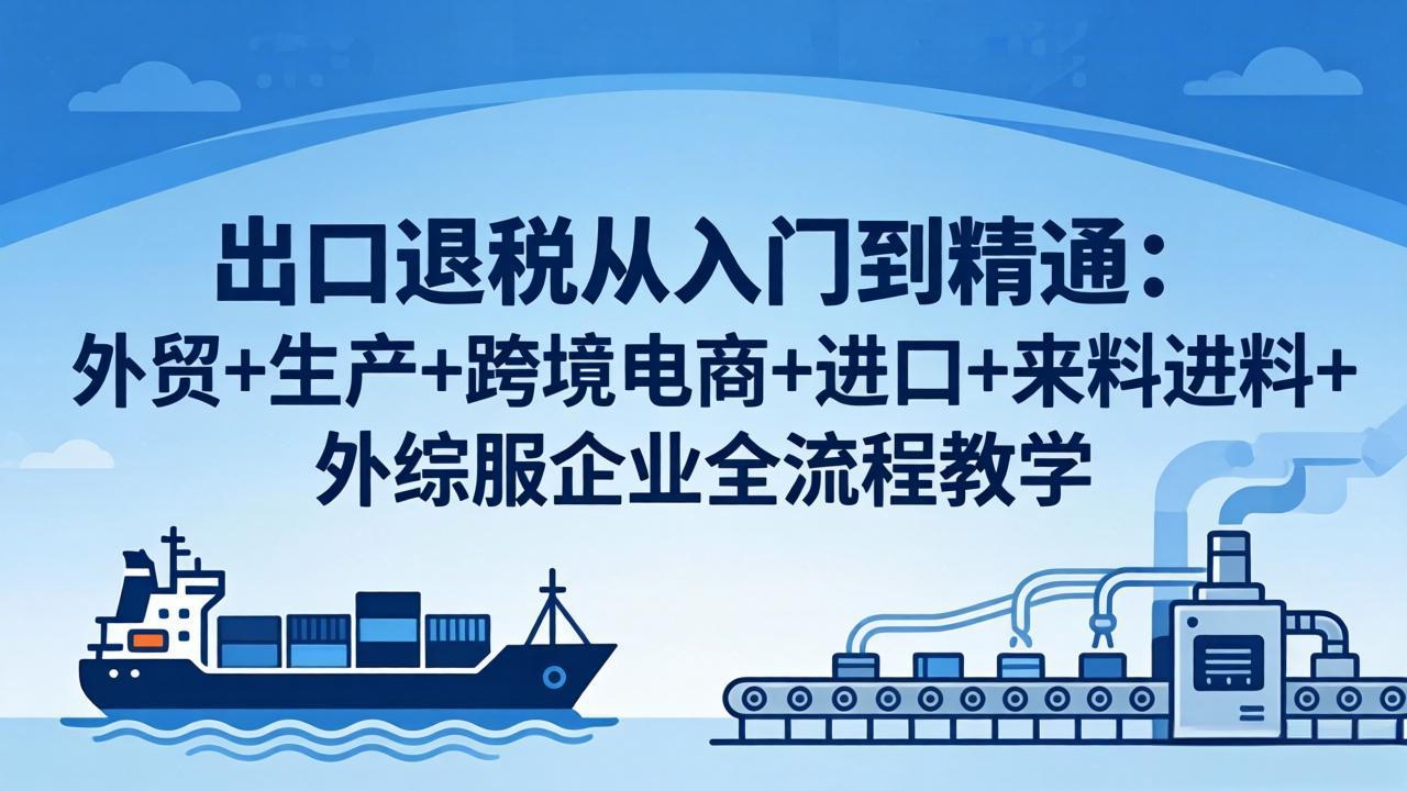 图片[1]-（18065期）出口退税从入门到精通：外贸+生产+跨境电商+进口+来料进料+外综服企业全流程教学_生财有道创业项目网-生财有道