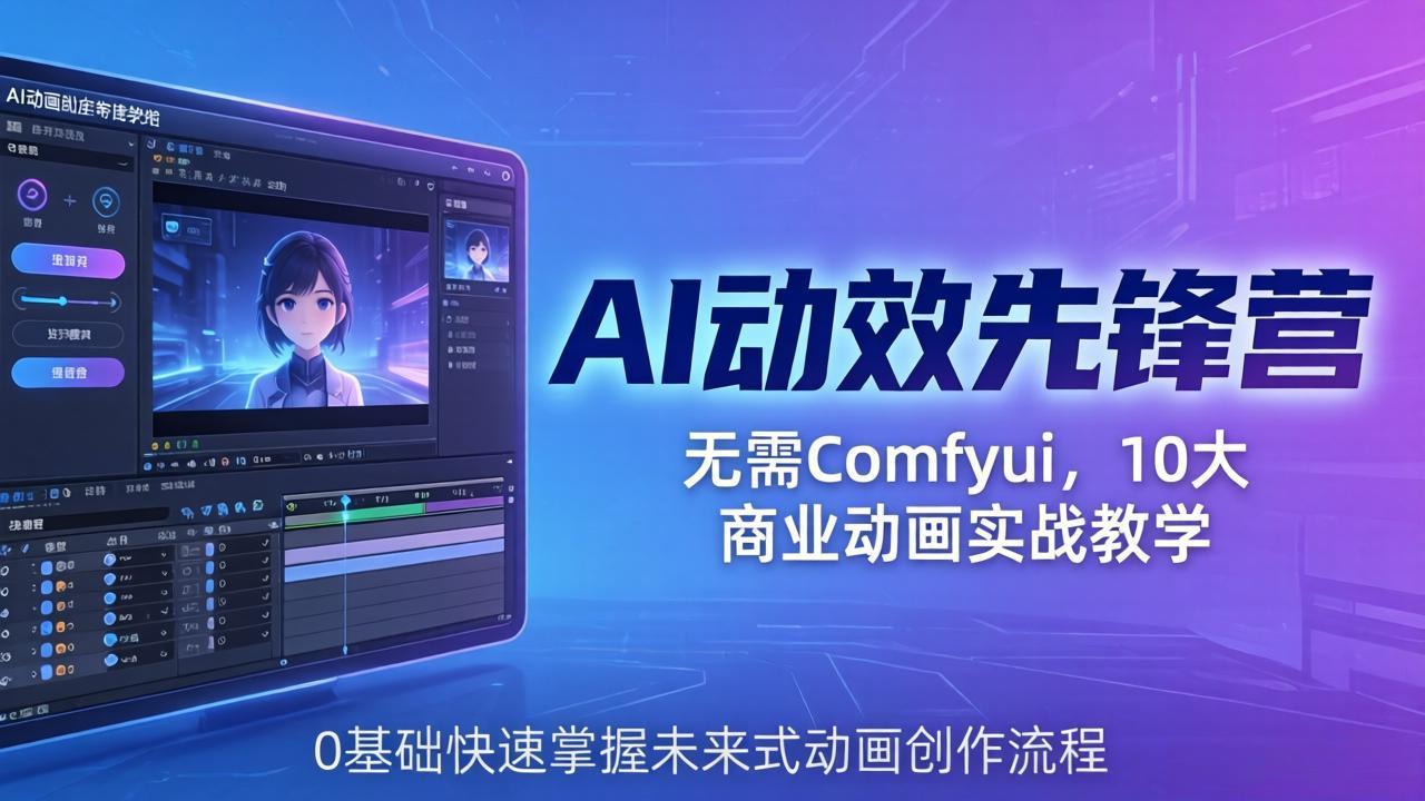 图片[1]-（18077期）AI 动效先锋营：无需Comfyui，10大商业动画实战教学，0基础快速掌握未来式动画创作流程_生财有道创业项目网-生财有道