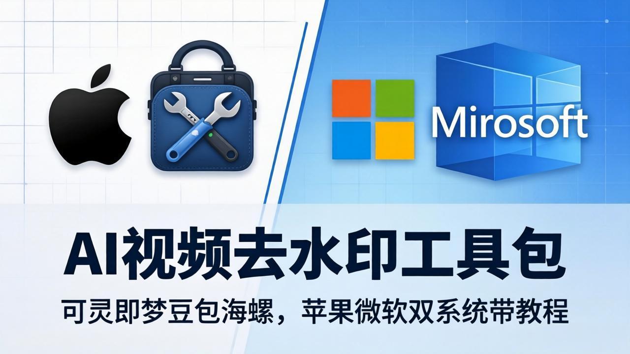 图片[1]-（18073期）AI视频去水印工具包：可灵即梦豆包海螺，苹果微软双系统带教程_生财有道创业项目网-生财有道