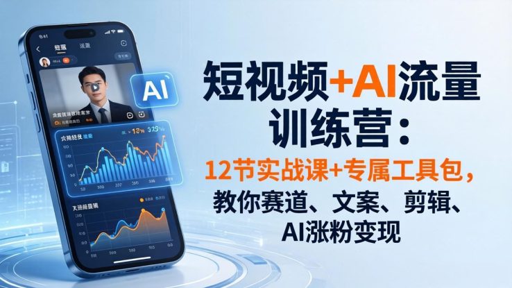 (18078期)短视频+AI流量训练营:12节实战课+专属工具包,教你赛道、文案、剪辑、AI涨粉变现_生财有道创业项目网