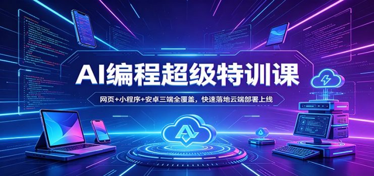 AI编程超级特训课：网页+小程序+安卓三端全覆盖，快速落地云端部署上线_生财有道创业网