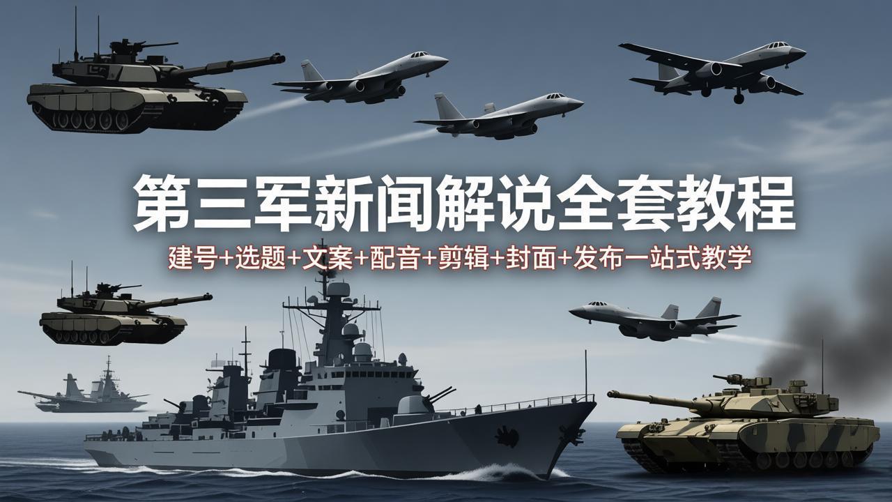 图片[1]-（18081期）第三军迷新闻解说全套教程：建号+选题+文案+配音+剪辑+封面+发布一站式教学_生财有道创业项目网-生财有道