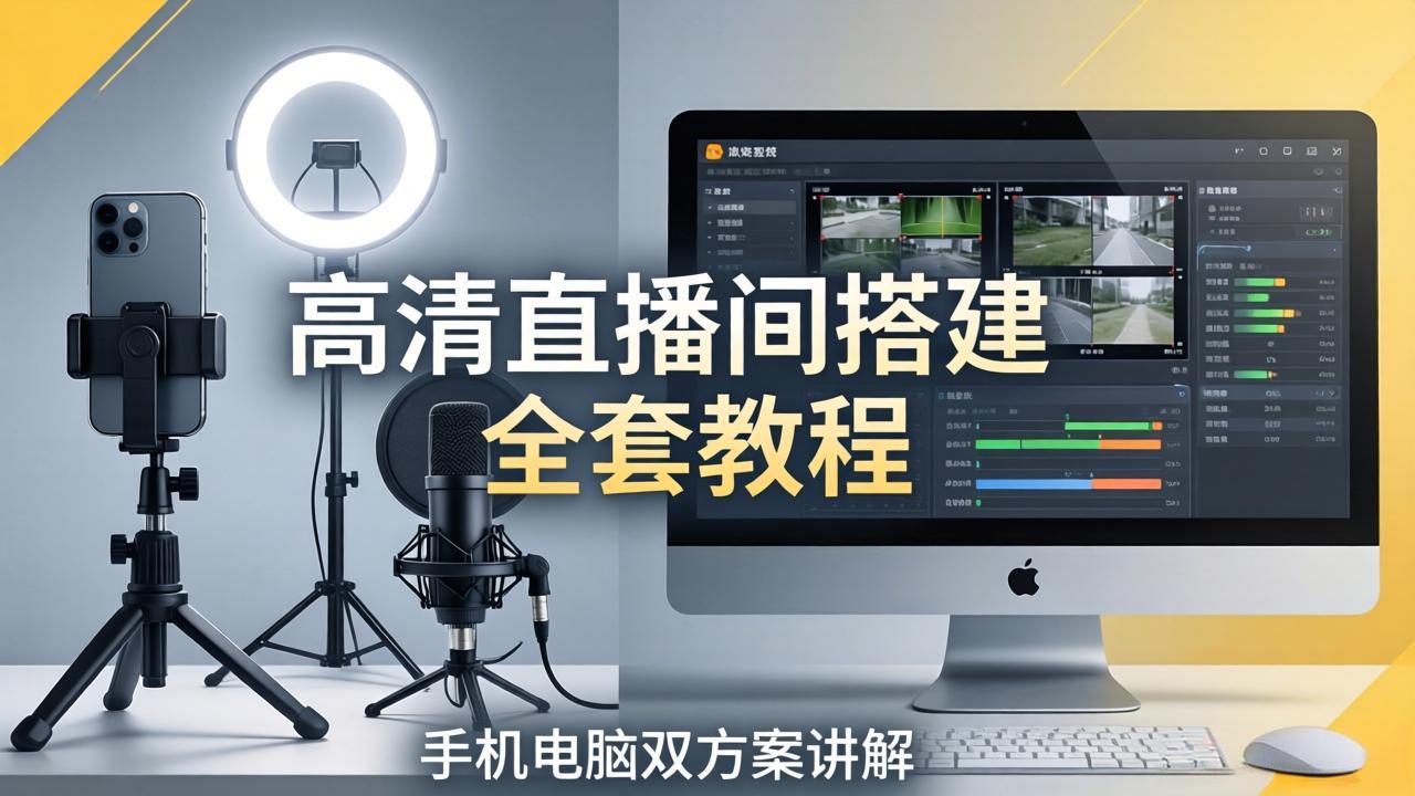 图片[1]-（18104期）高清直播间搭建全套教程，手机电脑双方案讲解，设备选型调试多机位实操教学_生财有道创业项目网-生财有道