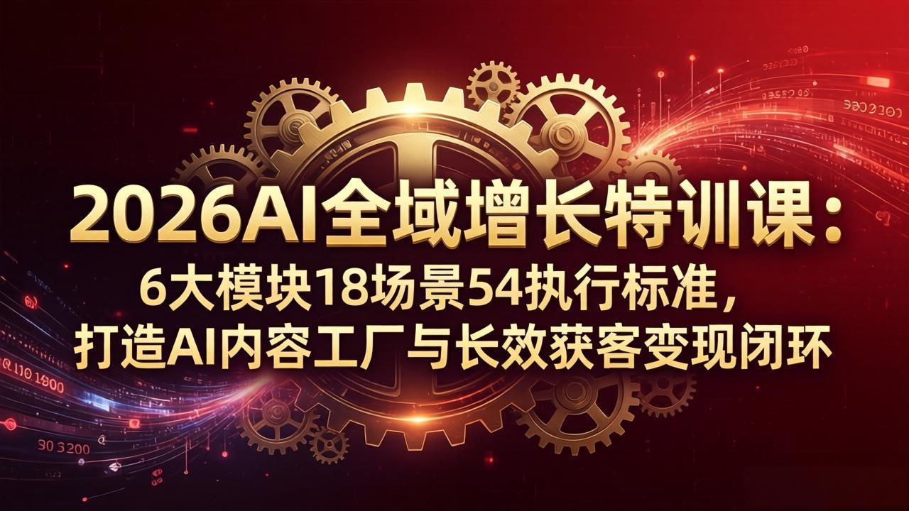 图片[1]-（18103期）2026AI全域增长特训课：6大模块18场景54执行标准，打造AI内容工厂与长效获客变现闭环_生财有道创业项目网-生财有道