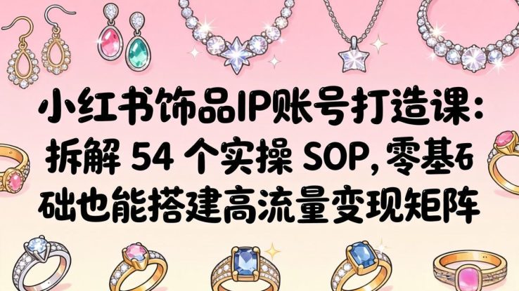 （18101期）小红书饰品IP账号打造课：拆解 54 个实操 SOP，零基础也能搭建高流量变现矩阵_生财有道创业项目网