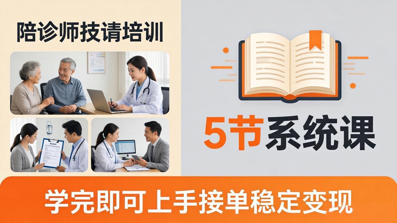 图片[1]-（18116期）想做陪诊师不知从何下手？5节系统课教你掌握核心技能，学完即可上手接单稳定变现_生财有道创业项目网-生财有道