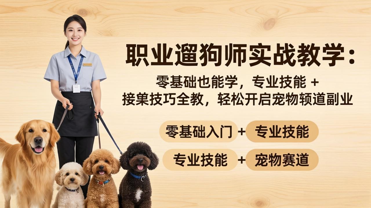 图片[1]-（18115期）职业遛狗师实战教学：零基础也能学，专业技能 + 接单技巧全教，轻松开启宠物赛道副业_生财有道创业项目网-生财有道