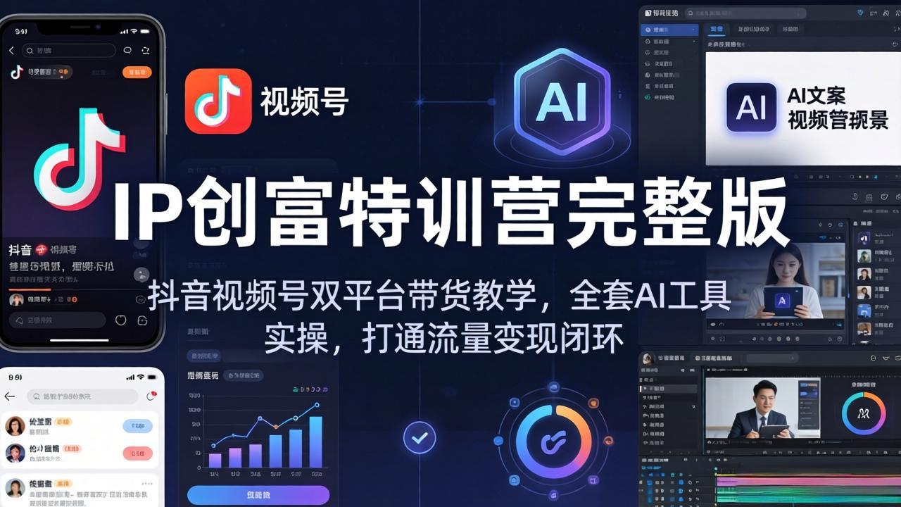 图片[1]-（18114期） IP创富特训营完整版：抖音视频号双平台带货教学，全套AI工具实操，打通流量变现闭环_生财有道创业项目网-生财有道