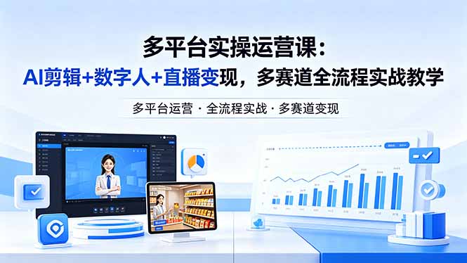 （18131期）某团队多平台实操运营课-更新26年4月20：AI剪辑+数字人+直播变现，多赛道全流程实战教学_生财有道创业项目网
