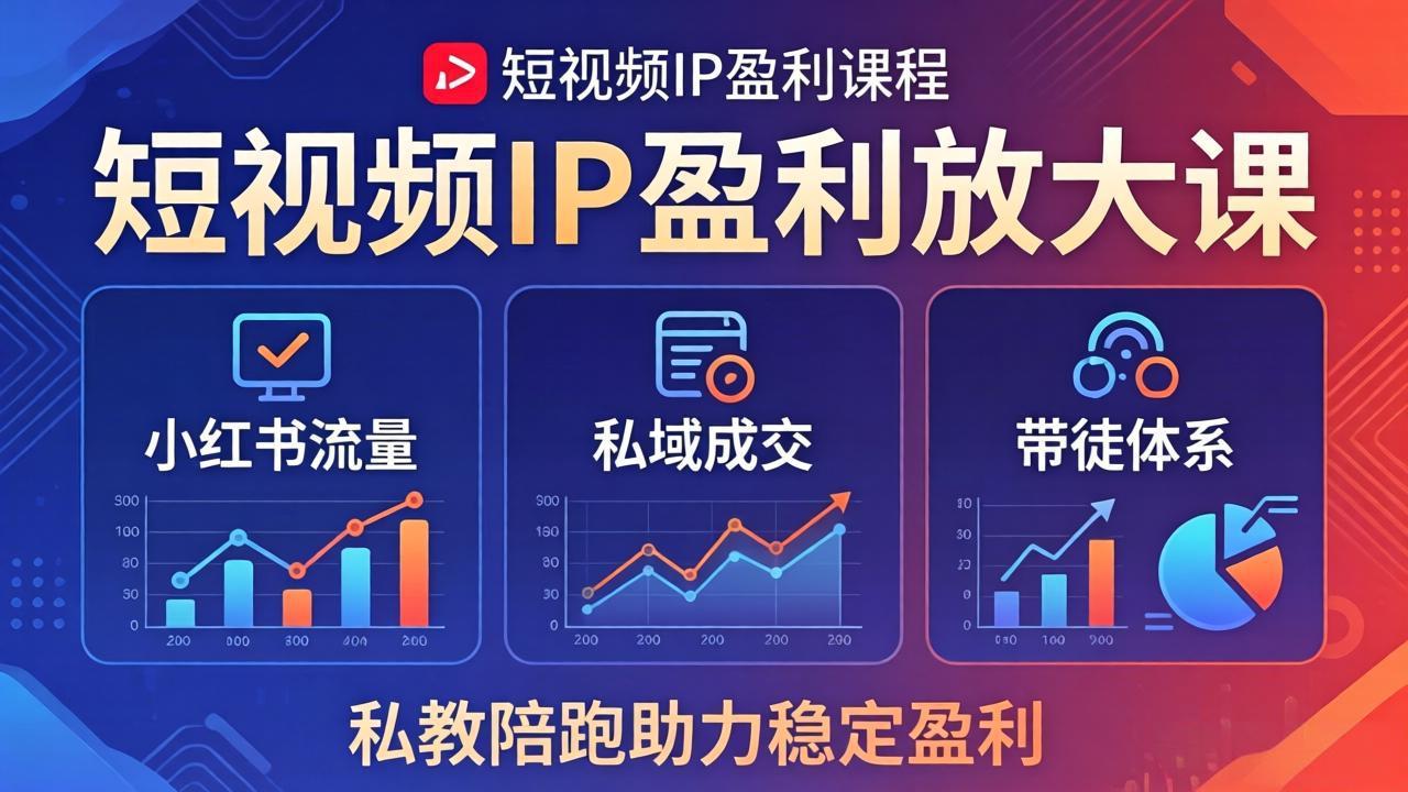 图片[1]-（18138期）短视频IP盈利放大课：小红书流量+私域成交+带徒体系，私教陪跑助力稳定盈利_生财有道创业项目网-生财有道