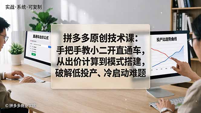 （18159期）拼多多原创技术课：手把手教小二开直通车，从出价计算到模式搭建，破解低投产、冷启动难题_生财有道创业项目网