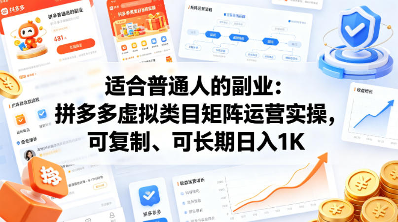 图片[1]-适合普通人的副业：拼多多虚拟类目矩阵运营实操，可复制、可长期日入1K【揭秘】——生财有道创业项目网-生财有道