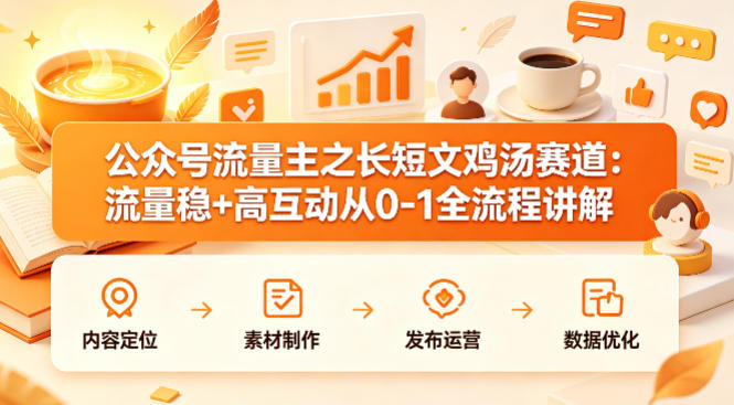 公众号流量主之长短文鸡汤赛道，流量稳+高互动，从0-1全流程讲解——生财有道创业项目网