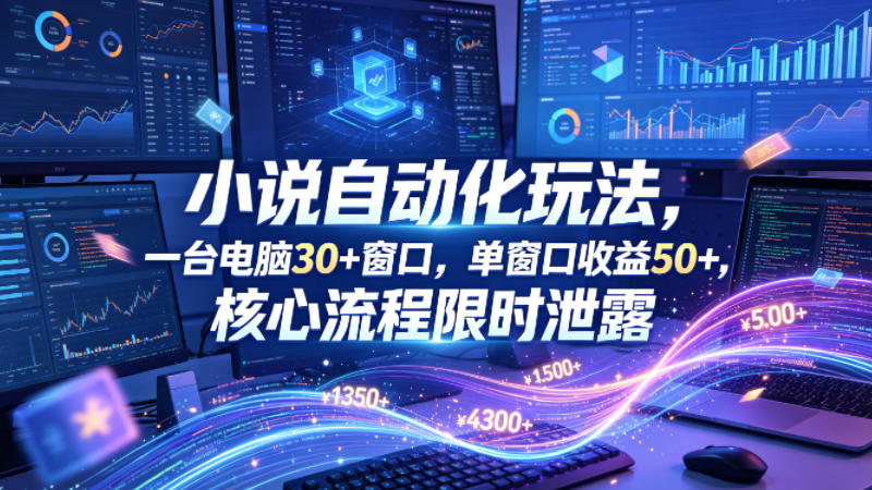 图片[1]-小说挂G自动化玩法，一台电脑30+窗口，单窗口收益50+，核心流程限时泄露【揭秘】——生财有道创业项目网-生财有道