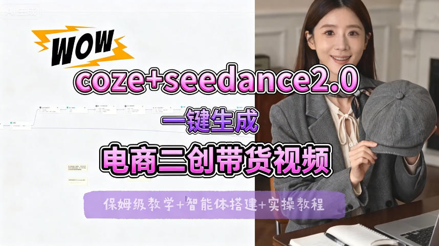 图片[1]-【Coze工作流搭建实操教程】seedance2.0+coze一键生成电商二创带货视频，全流程保姆级教学——生财有道创业项目网-生财有道