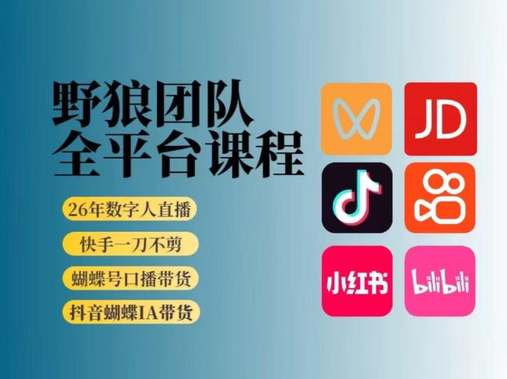 图片[1]-野狼团队2026新版全平台短视频带货教学，打开流量突破口，开始Ai带货（更新26年4月25日）——生财有道创业项目网-生财有道