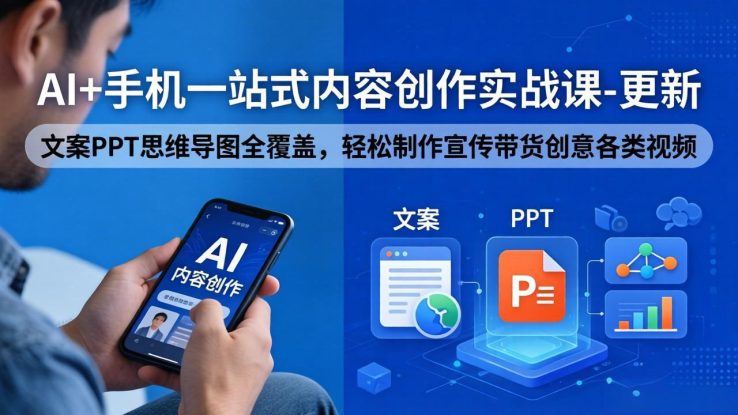 （18204期）AI+手机一站式内容创作实战课-更新，文案PPT思维导图全覆盖，轻松制作宣传带货创意各类视频_生财有道创业项目网