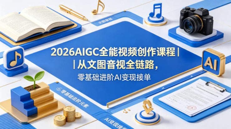 2026AIGC全能视频创作课程｜从文图音视全链路，零基础进阶AI变现接单——生财有道创业项目网
