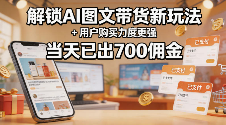 图片[1]-解锁ai图文带货新玩法+用户购买力度更强，当天已出700佣金，详细拆解——生财有道创业项目网-生财有道