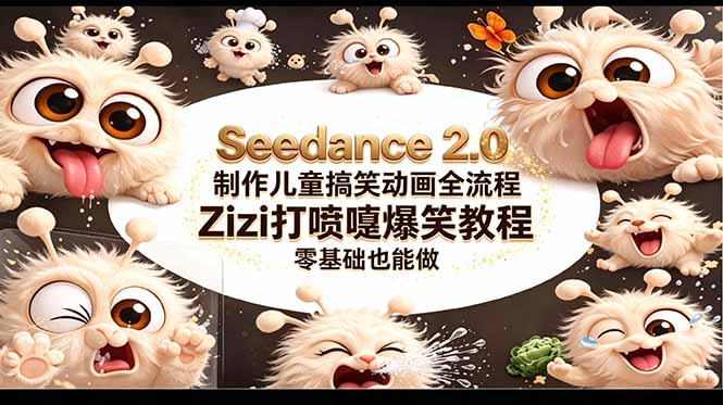 （18211期）Seedance 2.0 制作儿童搞笑动画全流程Zizi打喷嚏爆笑教程｜零基础也能做_生财有道创业项目网