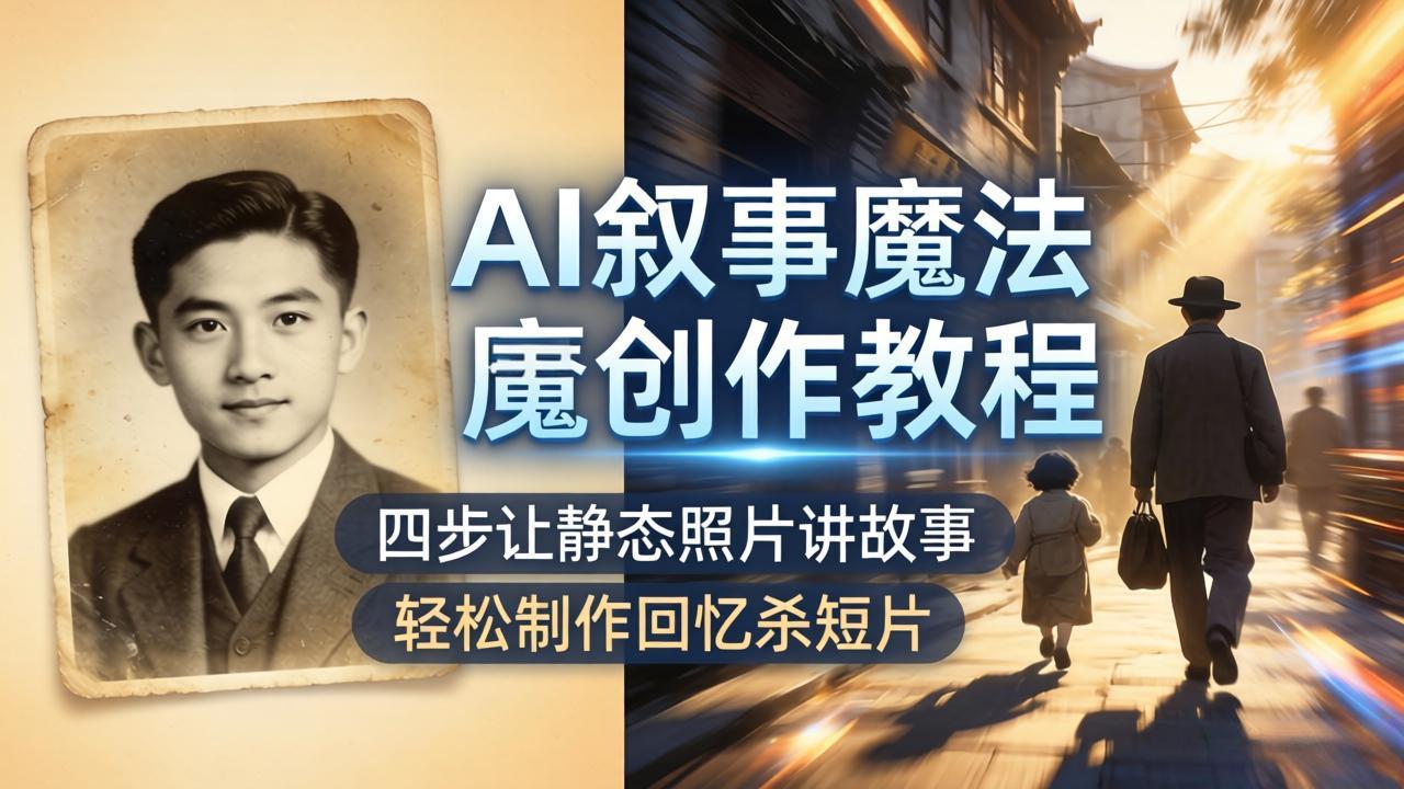 图片[1]-（18208期）AI叙事魔法创作教程，四步让静态照片讲故事，老照片修复加动态特效，轻松制作回忆杀短片_生财有道创业项目网-生财有道