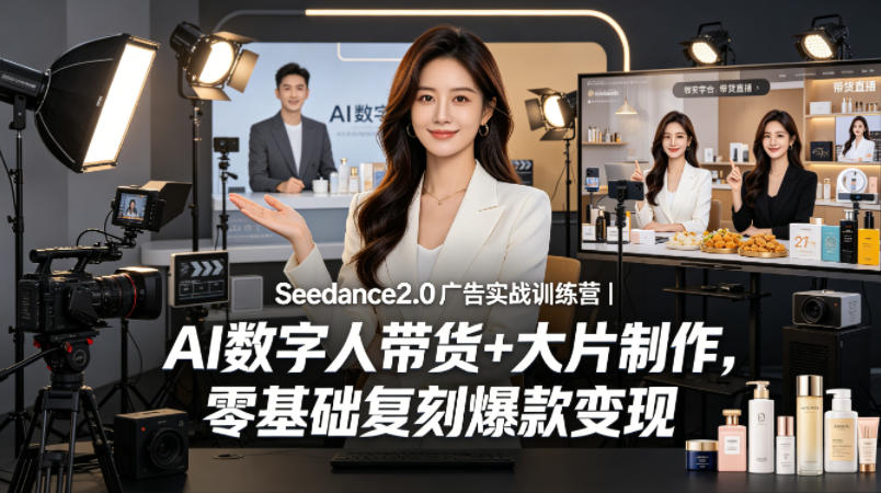 图片[1]-Seedance2.0广告实战训练营｜AI数字人带货+大片制作，零基础复刻爆款变现——生财有道创业项目网-生财有道