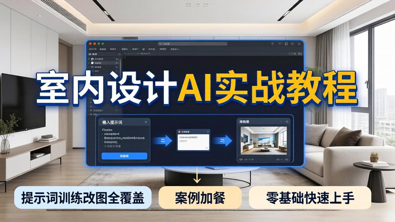 图片[1]-（18216期）2026室内设计AI实战教程，提示词训练改图全覆盖，搭配案例加餐，零基础也能快速上手_生财有道创业项目网-生财有道