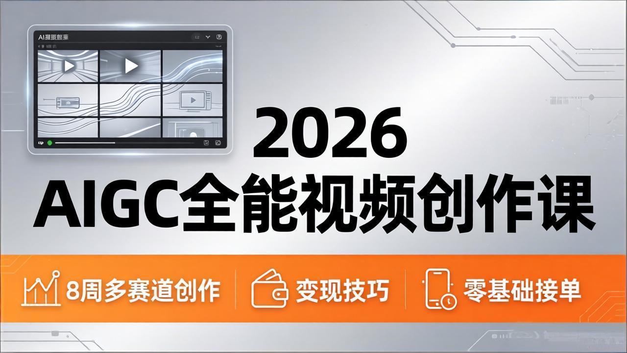 图片[1]-（18215期）2026AIGC全能视频创作课，8周吃透多赛道创作+变现，零基础也能高效出片接单_生财有道创业项目网-生财有道