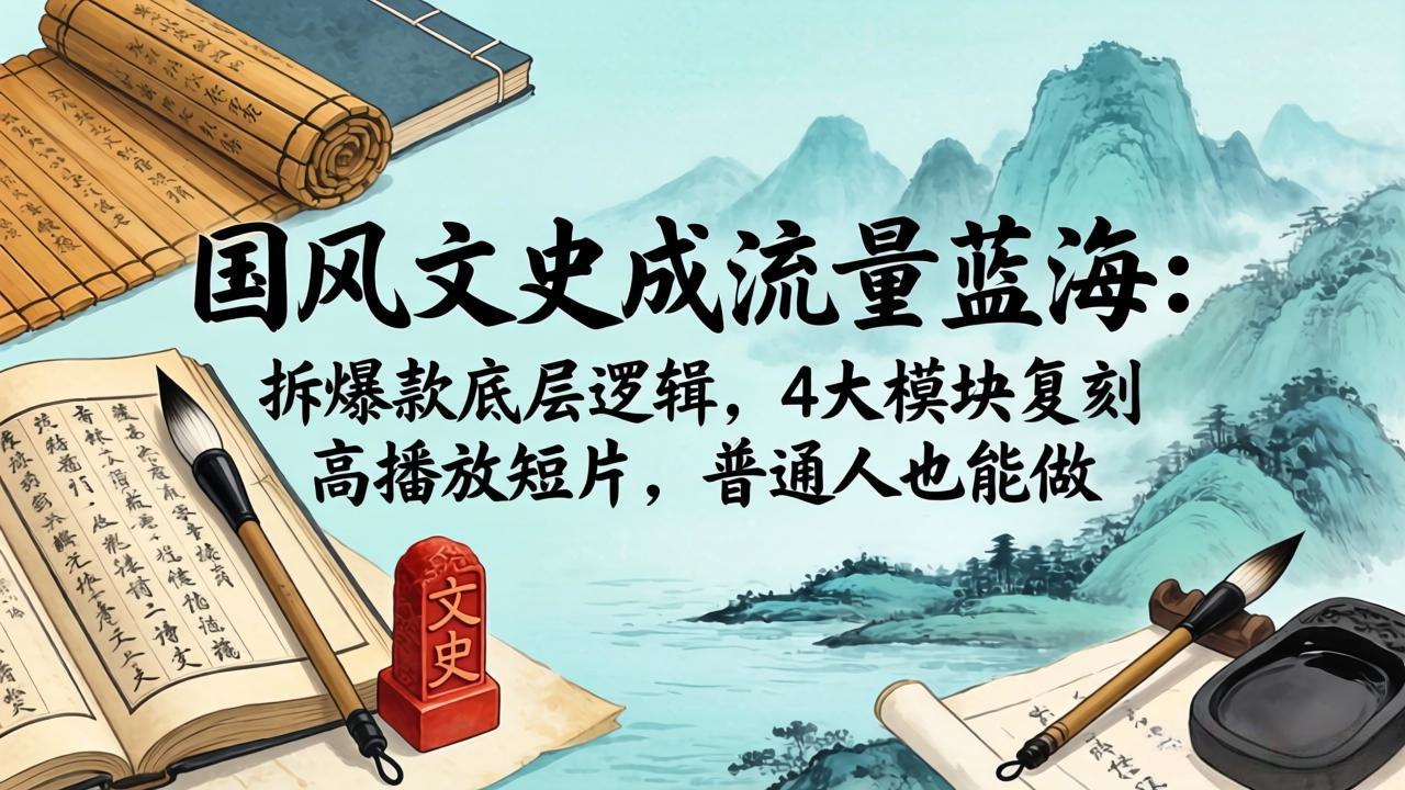 图片[1]-（18227期）国风文史成流量蓝海：拆爆款底层逻辑，4大模块复刻高播放短片，普通人也能做_生财有道创业项目网-生财有道