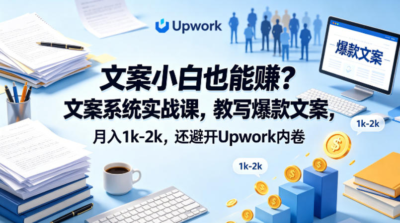图片[1]-文案小白也能賺？文案系统实战课，教写爆款文案，月入1k-2k，还避开Upwork内卷【原创双语字幕】——生财有道创业项目网-生财有道