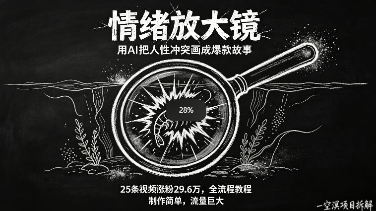 图片[1]-AI制作“情绪放大镜“视频，25条视频涨粉29.6W粉，流量巨大，制作简单，全流程教程——生财有道创业项目网-生财有道