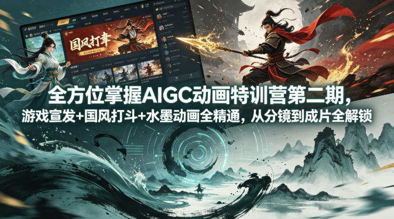 图片[1]-全方位掌握AIGC动画特训营第二期，游戏宣发+国风打斗+水墨动画全精通，从分镜到成片全解锁——生财有道创业项目网-生财有道