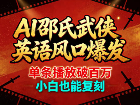 AI邵氏武侠英语风口爆发，单条播放破百万，小白也能复刻——生财有道创业项目网