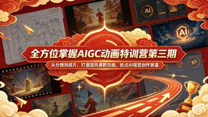 全方位掌握AIGC动画特训营第三期，从分镜到成片，打造国风爆款动画，抢占AI视觉创作赛道红利——生财有道创业项目网
