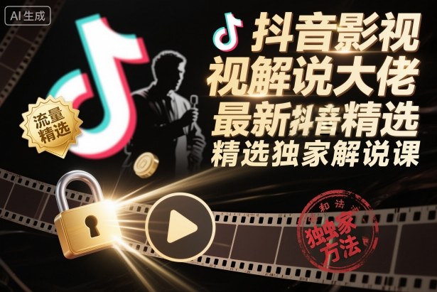 抖音影视解说大佬最新抖音进精选和独家方法，精选独家解说课（更新26年3月）——生财有道创业项目网
