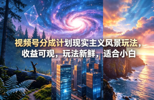 视频号分成计划现实主义风景玩法，收益可观，玩法新鲜，适合小白——生财有道创业项目网