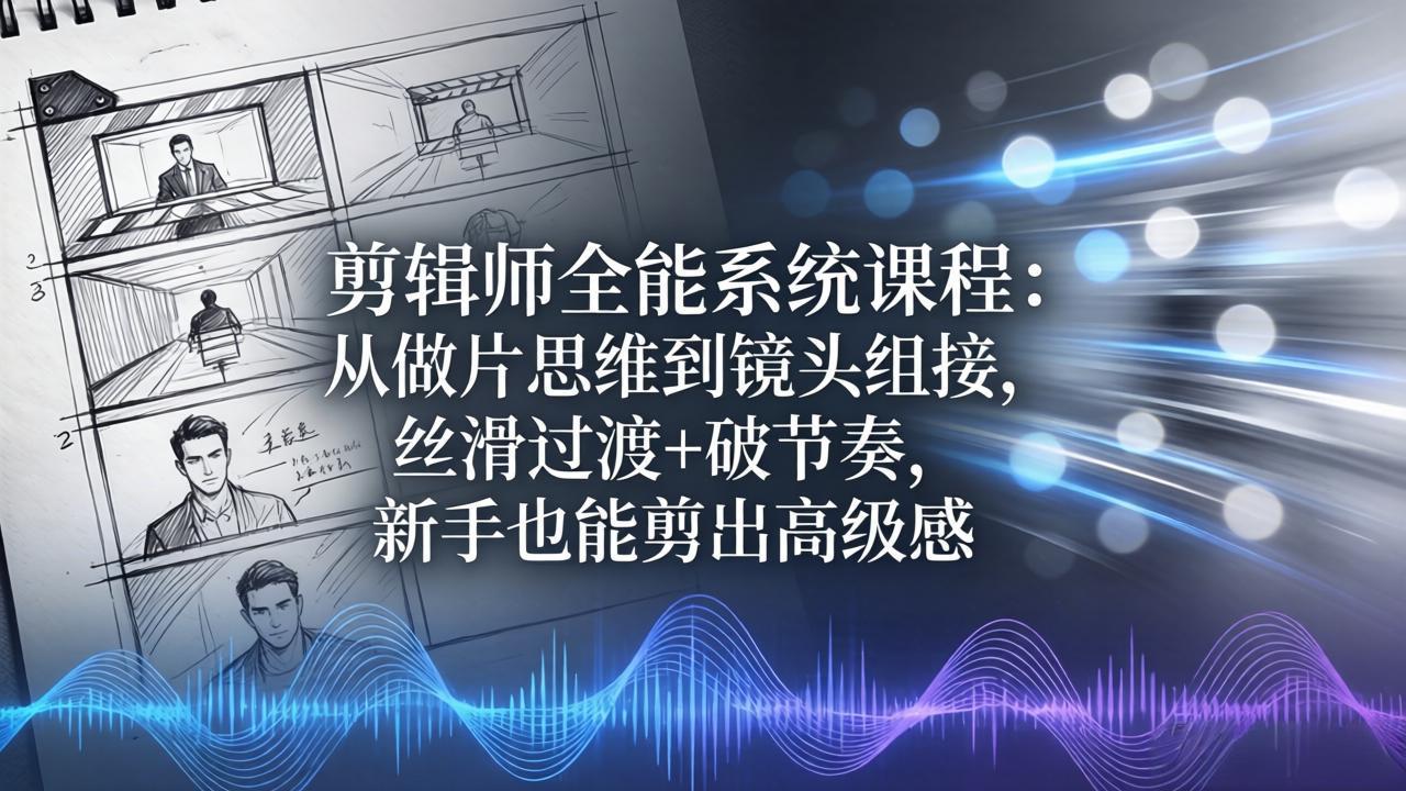 图片[1]-（18260期）剪辑师全能系统课程：从做片思维到镜头组接，丝滑过渡+破节奏，新手也能剪出高级感_生财有道创业项目网-生财有道