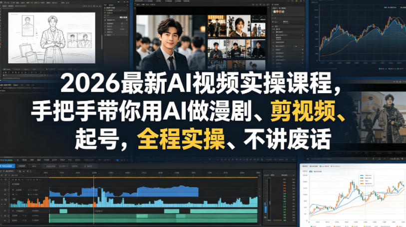 图片[1]-2026最新AI视频实操课程，手把手带你用AI做漫剧、剪视频、起号，全程实操、不讲废话——生财有道创业项目网-生财有道