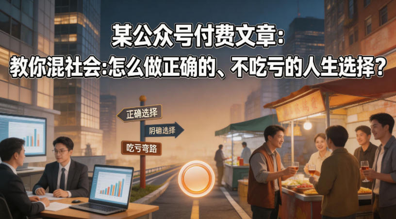 图片[1]-某公众号付费文章：教你混社会：怎么做正确的、不吃亏的人生选择？——生财有道创业项目网-生财有道