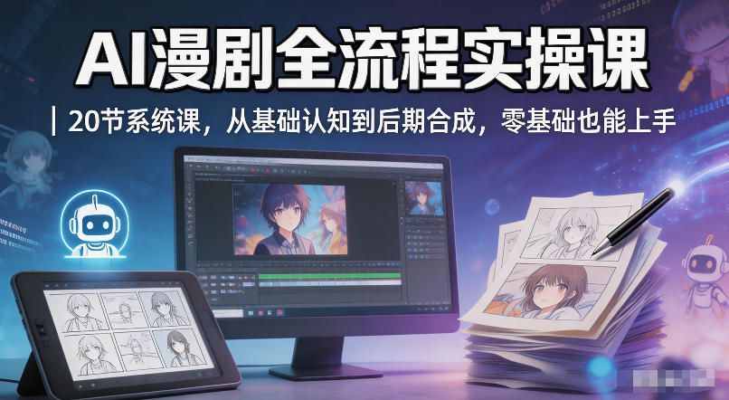 图片[1]-AI漫剧全流程实操课｜20节系统课，从基础认知到后期合成，零基础也能上手——生财有道创业项目网-生财有道