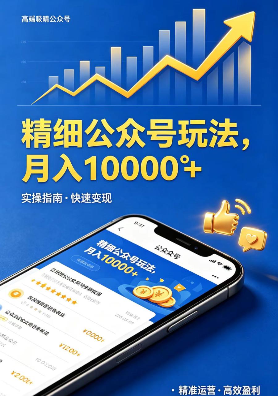 图片[1]-（18283期）精细公众号玩法，月入10000+，实操指南，快速变现_生财有道创业项目网-生财有道