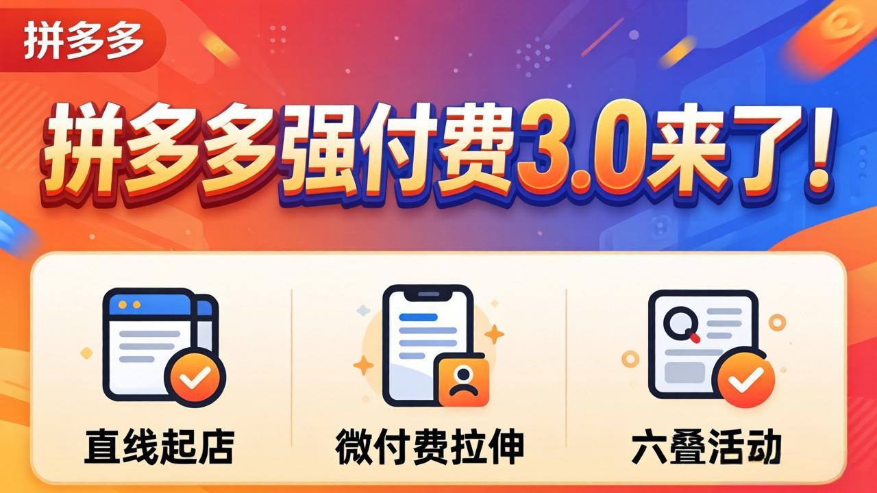 图片[1]-（18284期）拼多多强付费3.0来了（更新4月）直线起店+微付费拉伸+六叠活动，稳定起店破解流量瓶颈_生财有道创业项目网-生财有道