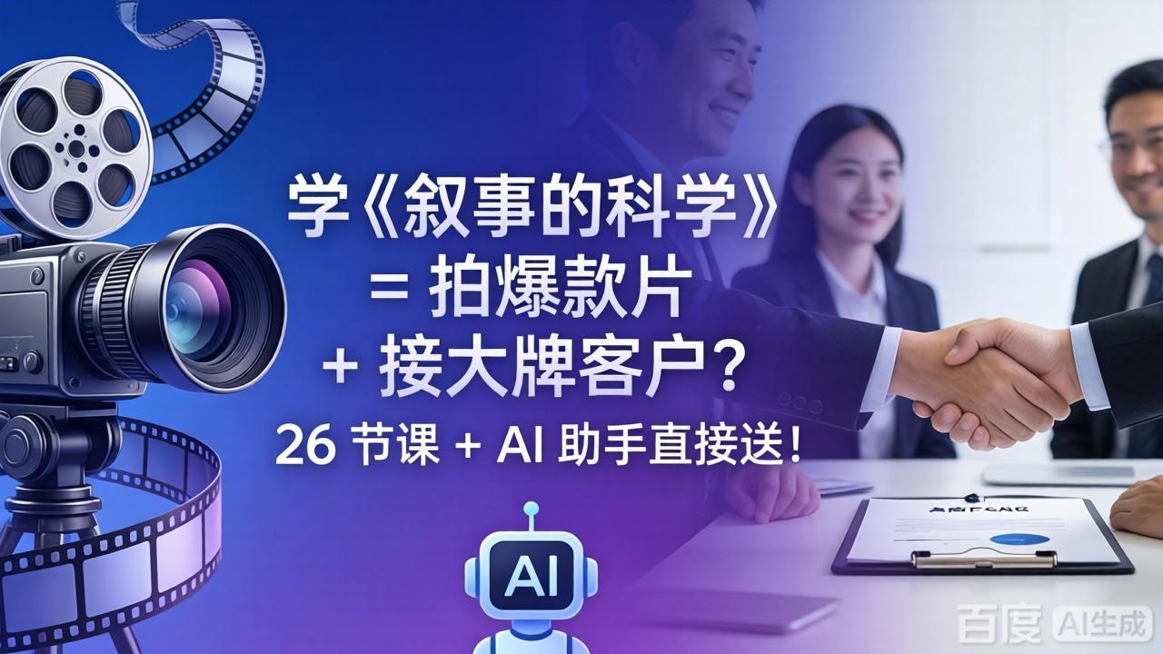 图片[1]-（18302期）学《叙事的科学》= 拍爆款片 + 接大牌客户？26 节课 + AI 助手直接送！_生财有道创业项目网-生财有道
