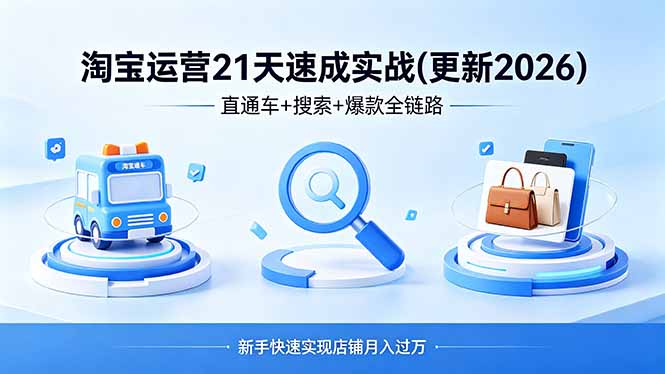 （18316期）淘宝运营21天速成实战(更新4月)，直通车+搜索+爆款全链路，新手快速实现店铺月入过万_生财有道创业项目网
