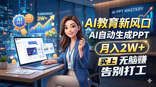 （18330期）AI教育新风口，AI自动生成PPT，月入2W+，无脑赚，告别打工_生财有道创业项目网