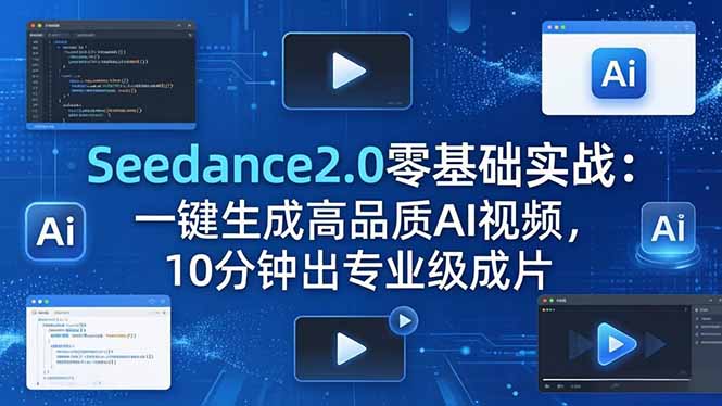 （18323期）Seedance2.0零基础实战：一键生成高品质AI视频，10分钟出专业级成片_生财有道创业项目网