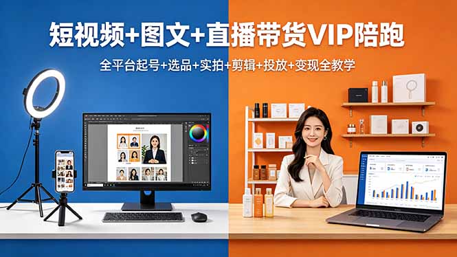 （18319期）短视频+图文+直播带货VIP陪跑，全平台起号+选品+实拍+剪辑+投放+变现全教学_生财有道创业项目网