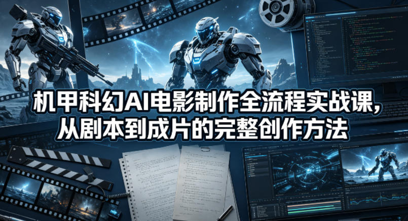 图片[1]-机甲科幻AI电影制作全流程实战课，从剧本到成片的完整创作方法——生财有道创业项目网-生财有道