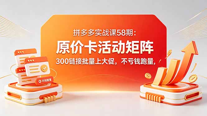 （18395期）拼多多实战课58期：原价卡活动矩阵，300链接批量上大促，不亏钱跑量_生财有道创业项目网