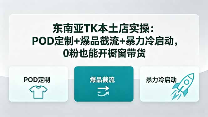 （18381期）东南亚TK本土店实操：POD定制+爆品截流+暴力冷启动，0粉也能开橱窗带货_生财有道创业项目网